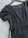 Black Garden Dress 黑色方領立體小花連身裙/ DS9879