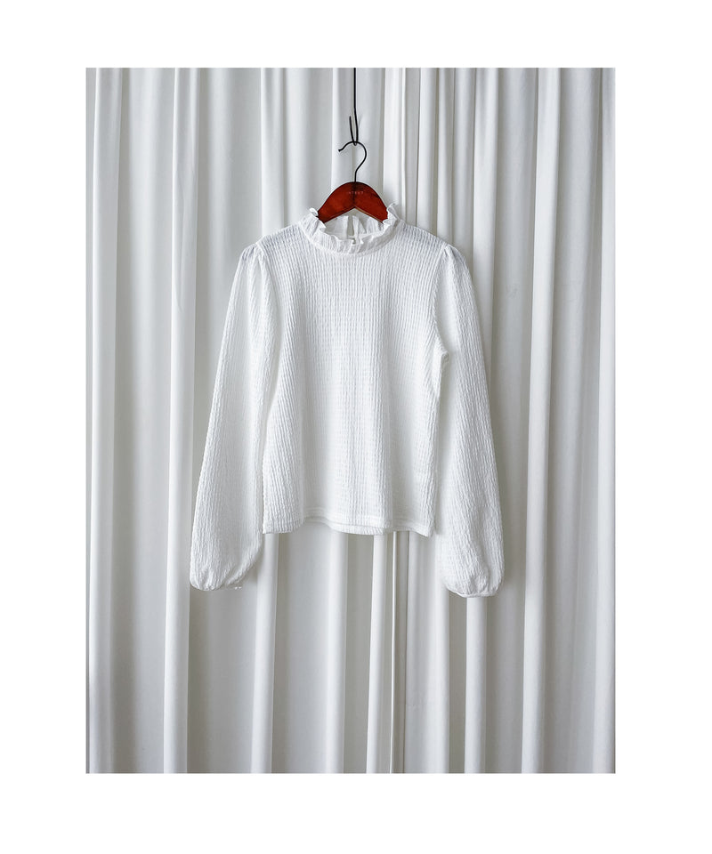 Ruffle Collar Blouse 白色木耳邊領口上衣/ TP9123