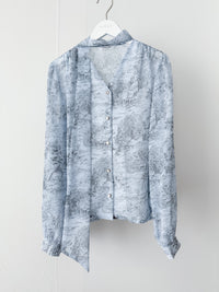 porcelain Blouse 琉璃藍色青瓷印花上衣/ BU9093