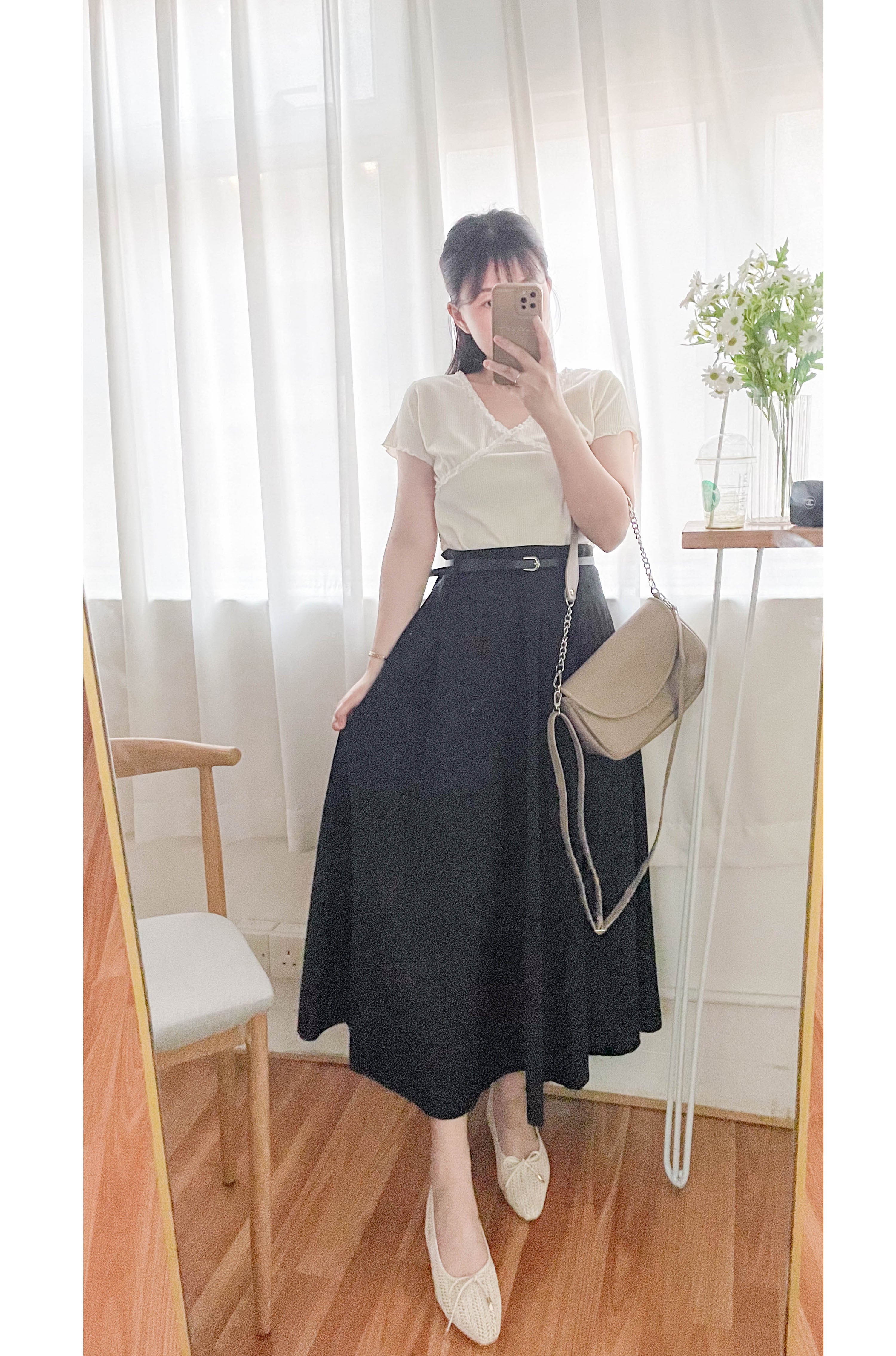 ( 連腰帶修腰) 腰帶百搭傘裙, Skirt/ SK8811 (black sold out)