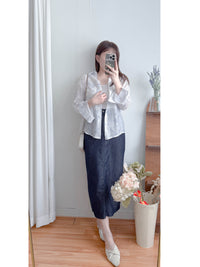 Navy Denim Skirt 深藍後橡筋簡約牛仔裙/ SK8906