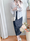 Navy Denim Skirt 深藍後橡筋簡約牛仔裙/ SK8906