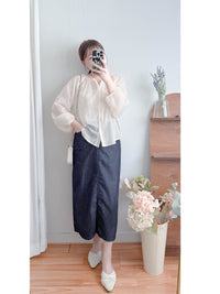 Bubble Sleeve Shirt 仿恤衫直條紋泡泡袖上衣/ BU9118