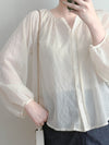 Bubble Sleeve Shirt 仿恤衫直條紋泡泡袖上衣/ BU9118