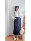 Navy Denim Skirt 深藍後橡筋簡約牛仔裙/ SK8906