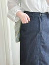 Navy Denim Skirt 深藍後橡筋簡約牛仔裙/ SK8906
