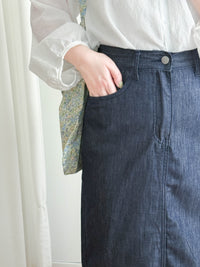 Navy Denim Skirt 深藍後橡筋簡約牛仔裙/ SK8906
