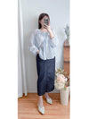 Bubble Sleeve Shirt 仿恤衫直條紋泡泡袖上衣/ BU9118