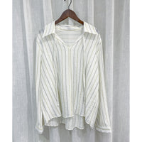 Strap Stripe Shirt 混色直紋個性剪裁防皺恤衫/ TP9060