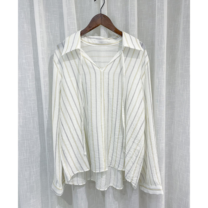 Strap Stripe Shirt 混色直紋個性剪裁防皺恤衫/ TP9060