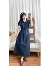 Collar Dress 輕復古小領口配鈕扣棉質連身裙/ DS9850