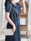 Collar Dress 輕復古小領口配鈕扣棉質連身裙/ DS9850