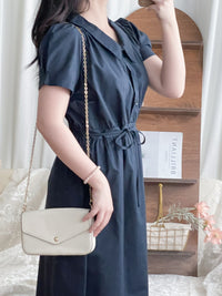 Collar Dress 輕復古小領口配鈕扣棉質連身裙/ DS9850