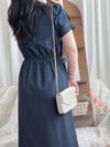 Collar Dress 輕復古小領口配鈕扣棉質連身裙/ DS9850