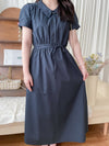 Collar Dress 輕復古小領口配鈕扣棉質連身裙/ DS9850