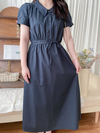 Collar Dress 輕復古小領口配鈕扣棉質連身裙/ DS9850
