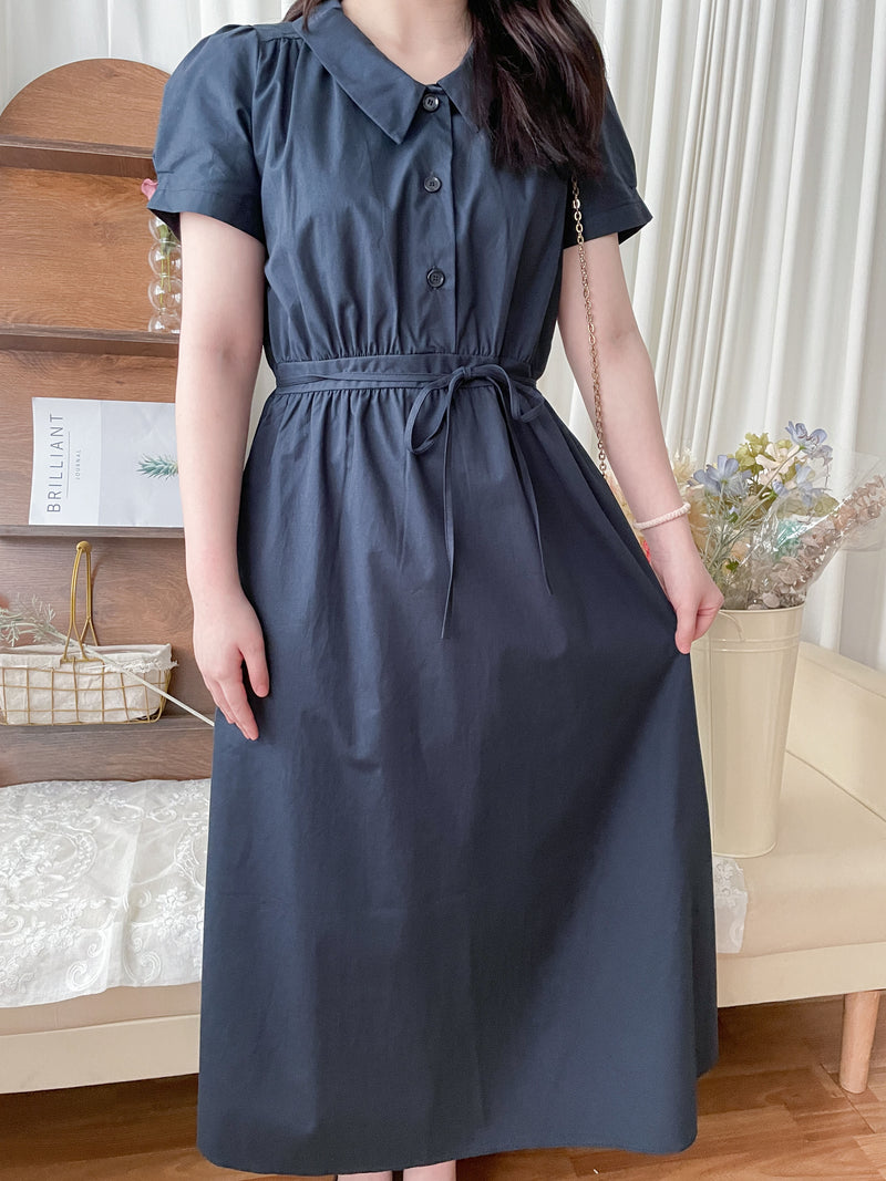 Collar Dress 輕復古小領口配鈕扣棉質連身裙/ DS9850