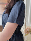 Collar Dress 輕復古小領口配鈕扣棉質連身裙/ DS9850