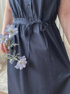 Collar Dress 輕復古小領口配鈕扣棉質連身裙/ DS9850