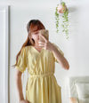 （intent x Korea 獨家款) Square Dot 點點小方格修腰隨性口袋連身長裙, Dress/ DS9229 （yellow sold out)