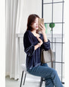 Suede Shine 後背蝴蝶光澤絨面橡筋手袖, Blouse/ TP8923 (midnight blue sold out)