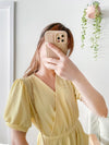 （intent x Korea 獨家款) Square Dot 點點小方格修腰隨性口袋連身長裙, Dress/ DS9229 （yellow sold out)