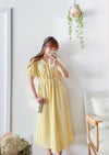 （intent x Korea 獨家款) Square Dot 點點小方格修腰隨性口袋連身長裙, Dress/ DS9229 （yellow sold out)