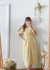 （intent x Korea 獨家款) Square Dot 點點小方格修腰隨性口袋連身長裙, Dress/ DS9229 （yellow sold out)