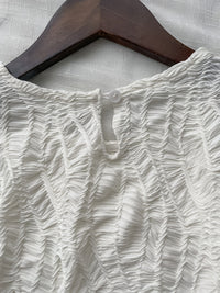 （intent x Korea 獨家款) Leaf Pattern Blouse 葉形紋理花邊手袖彈性上衣/ TP9124