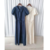 Collar Dress 輕復古小領口配鈕扣棉質連身裙/ DS9850