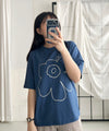 (質地超好) Floral Print 寬鬆oversize線條花花, Tee/ TP9008 （navy sold out)