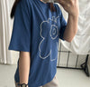 (質地超好) Floral Print 寬鬆oversize線條花花, Tee/ TP9008 （navy sold out)