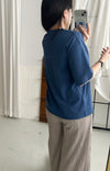(質地超好) Floral Print 寬鬆oversize線條花花, Tee/ TP9008 （navy sold out)