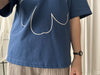 (質地超好) Floral Print 寬鬆oversize線條花花, Tee/ TP9008 （navy sold out)