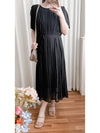 Pleated Dress 全裡布雪紡百褶修腰波浪裙擺連身裙/ DS9882