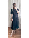 Pleated Dress 全裡布雪紡百褶修腰波浪裙擺連身裙/ DS9882