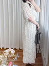 Patterned Lace Floral Dress 格紋通花感印花修腰連身裙/ DS9886