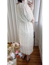 Patterned Lace Floral Dress 格紋通花感印花修腰連身裙/ DS9886