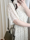 Patterned Lace Floral Dress 格紋通花感印花修腰連身裙/ DS9886