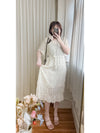 Patterned Lace Floral Dress 格紋通花感印花修腰連身裙/ DS9886