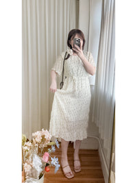 Patterned Lace Floral Dress 格紋通花感印花修腰連身裙/ DS9886