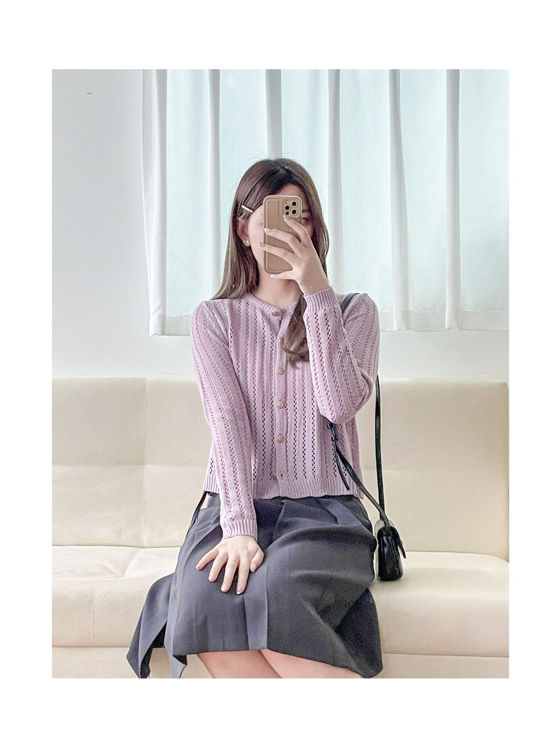 Olive Branches Cardigan 橄欖枝鈕扣通花織紋外套/ TP9127 (Purple sold out)