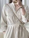 Shirt Dress 無領口恤衫口袋中袖連身裙或外套/ DS9860