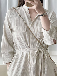 Shirt Dress 無領口恤衫口袋中袖連身裙或外套/ DS9860
