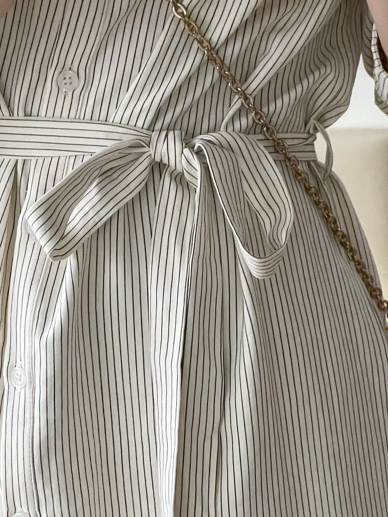 Shirt Dress 無領口恤衫口袋中袖連身裙或外套/ DS9860