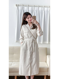Shirt Dress 無領口恤衫口袋中袖連身裙或外套/ DS9860