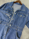 Denim OPS 隨性腰帶修腰連身牛仔裙/ DS9658