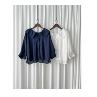 Ruffle Cotton Top 荷葉領口恤衫設計感棉上衣/ BU9095