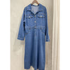 Denim OPS 隨性腰帶修腰連身牛仔裙/ DS9658