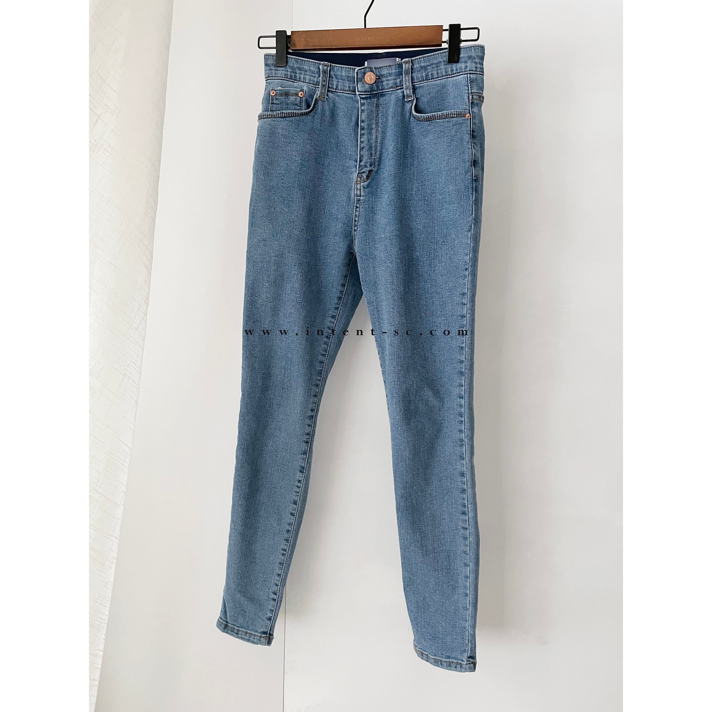 Light Rosy 淺藍色全彈性修腳形鉛筆褲, Jeans/ PT8380 (pre-order M)